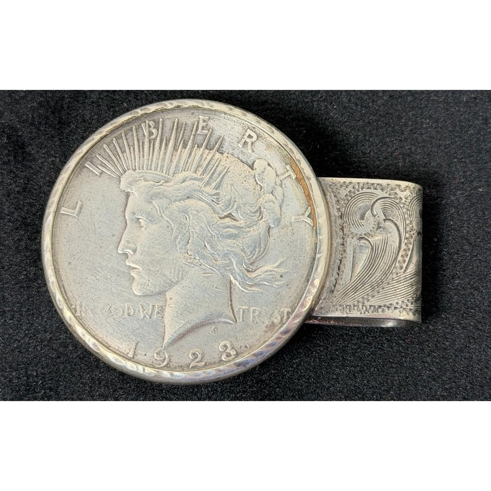 Vintage Sterling Silver 1923 Peace Dollar Money Clip -